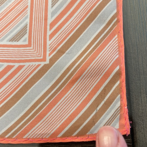 Vintage Pin Striped Peach & Tan Silk Blend Scarf - Picture 5 of 16